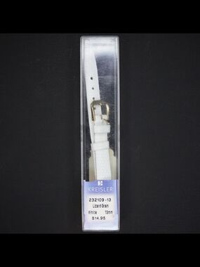 Kreisler White Lizard Grain Watch Band 13mm Genuine Strap Gold Tone Buckle New